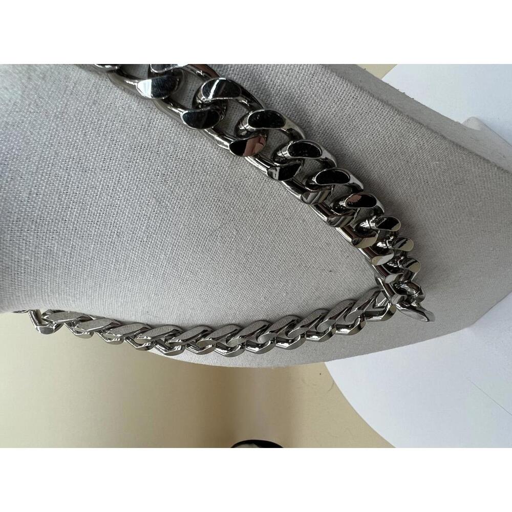 Silver Tone Chunky Thick Chain Necklace - Picture 7 of 10